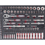 Kraftwerk PRO LINE EERGOKRAFT COMPLETO 1/4" + 3/8" + 1/2" Steckschlüssel-Satz, EVA-Einlage, 125-tlg