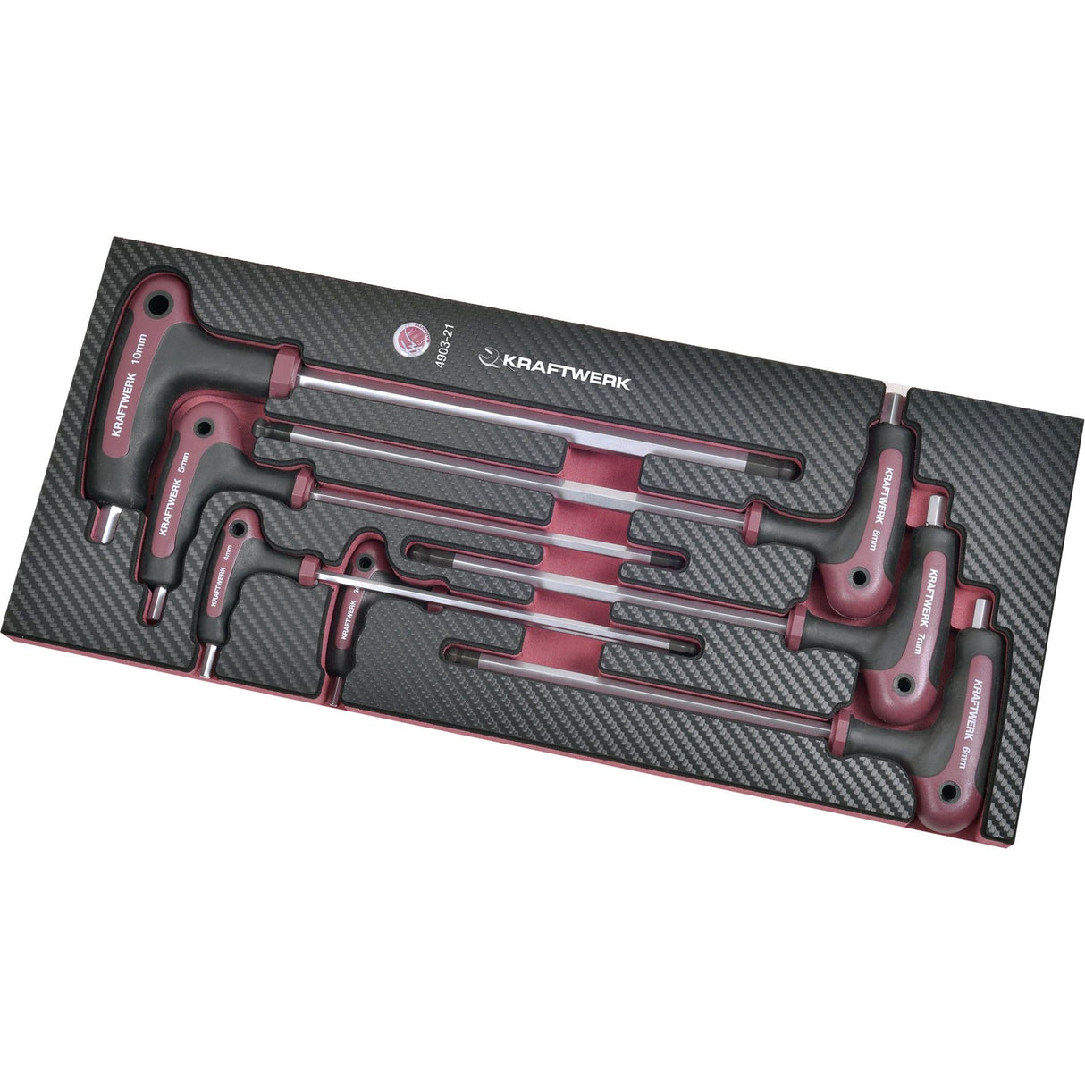 Kraftwerk PRO LINE COMPLETO ERGOKRAFT Winkelschraubendreher mit T-Griff und Kugelkopf Set, Innen Sechskant, EVA-Einlage, 7-tlg