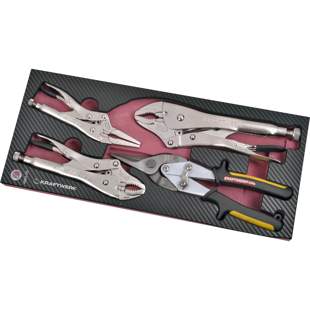 Kraftwerk PRO LINE COMPLETO Gripzangen- und Blechscheren Set, EVA-Einlage, 4-tlg