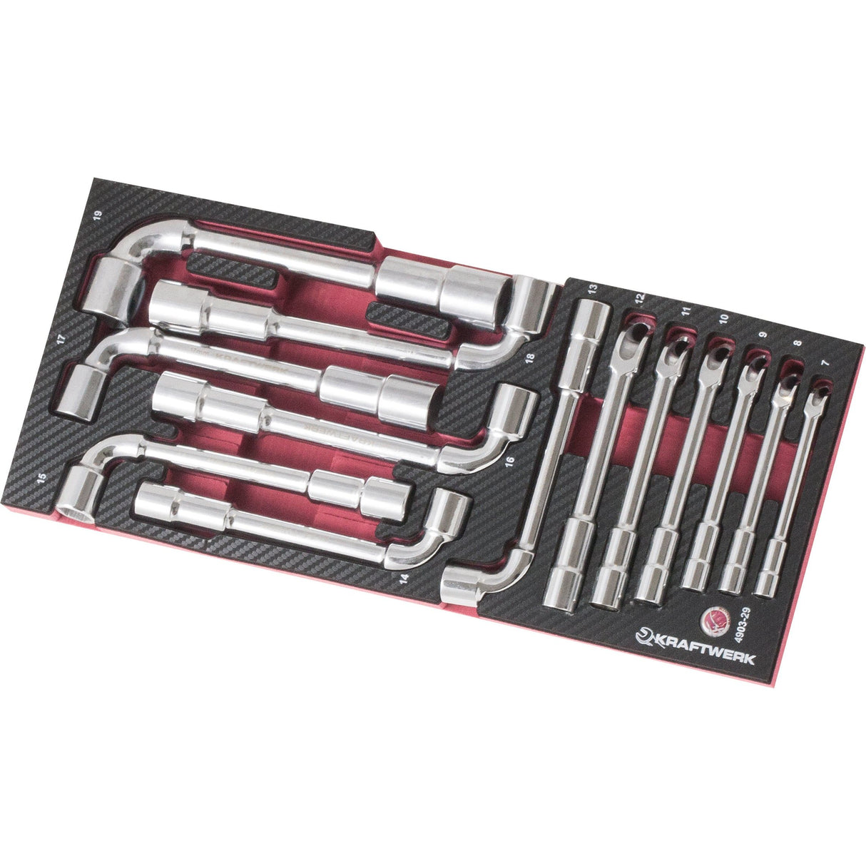 Kraftwerk PRO LINE COMPLETO Doppel-Steckschlüssel, Pfeifenkopfschlüssel, EVA-Einlage, 7 - 19 mm, 13-tlg