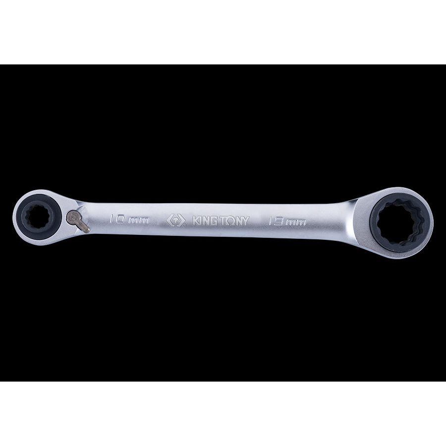 KING TONY Profi-Werkzeuge - Doppel-Ratschen-Ringschlüssel 4-in-1, metrisch, umschaltbar - 8-13 mm 3739N0813M