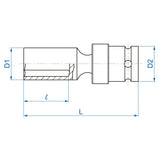 KING TONY Profi-Werkzeuge - 6-Kant Kraft-Steckschlüssel, metrisch, lang, Universalgelenk - 22 mm 4A5522M