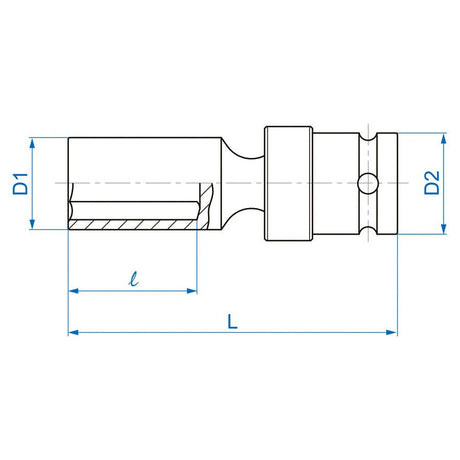 KING TONY Profi-Werkzeuge - 6-Kant Kraft-Steckschlüssel, metrisch, lang, Universalgelenk - 22 mm 4A5522M