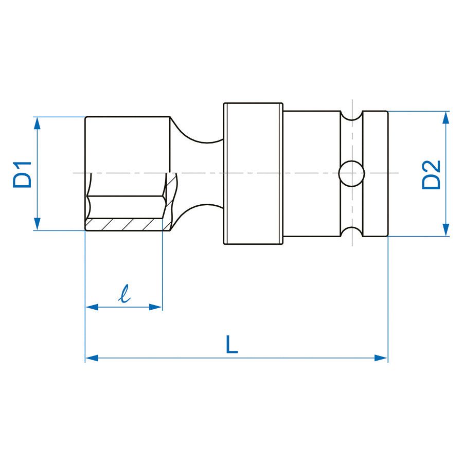 KING TONY Profi-Werkzeuge - 6-Kant Kraft-Steckschlüssel, metrisch, mit Universalgelenk - 11 mm 4B5511M