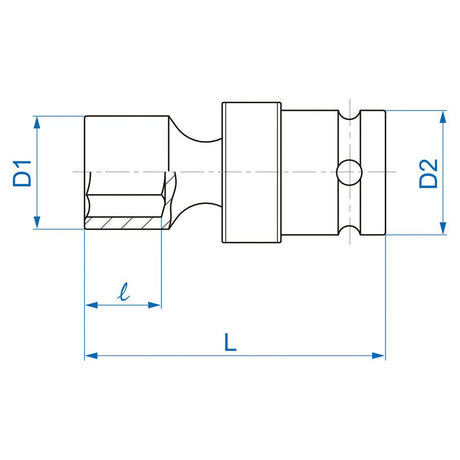 KING TONY Profi-Werkzeuge - 6-Kant Kraft-Steckschlüssel, metrisch, mit Universalgelenk - 11 mm 4B5511M