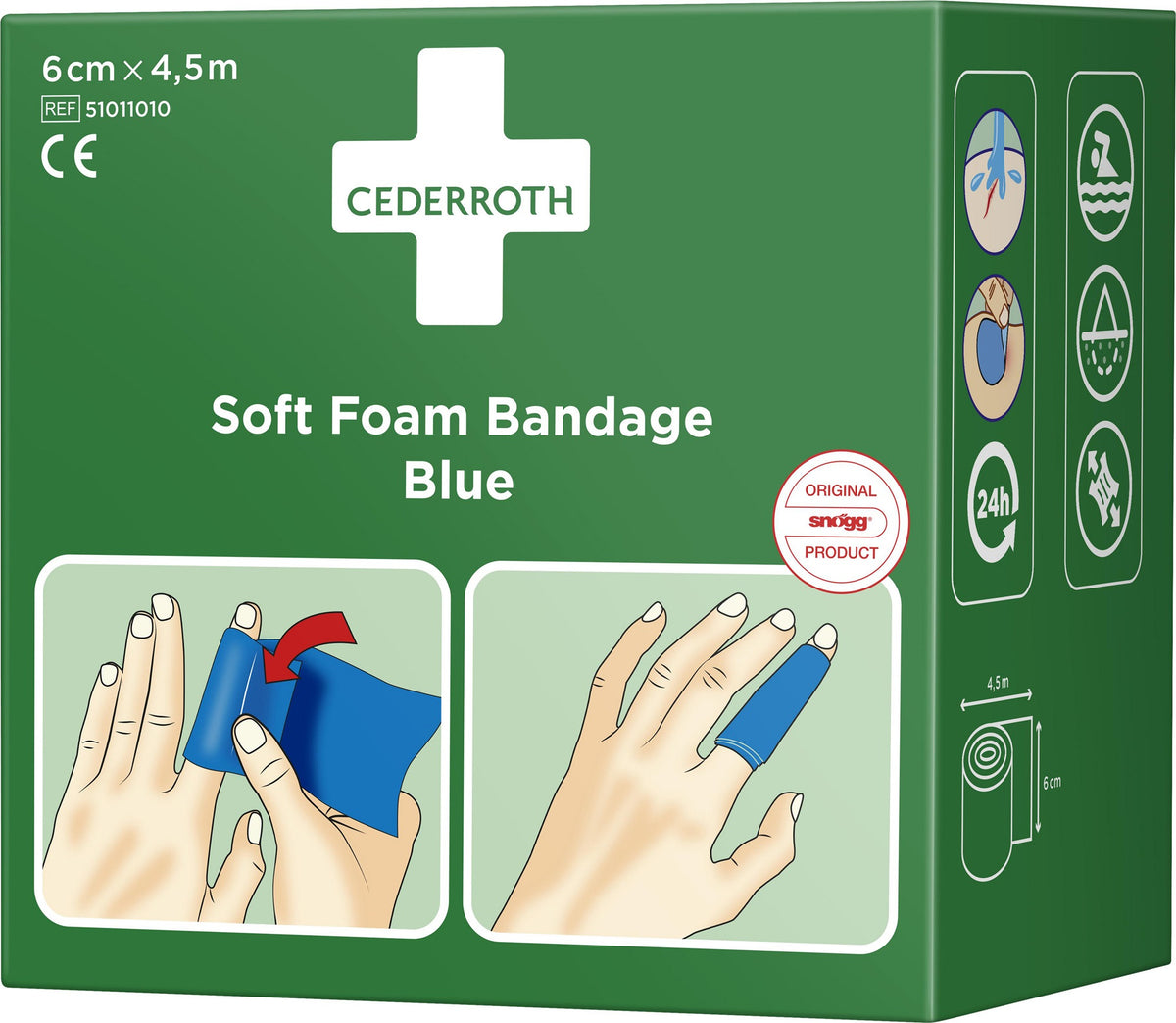 CEDERROTH Soft Foam Bandage selbsthaftend elastisch blau 6 cm x 2 m Rolle