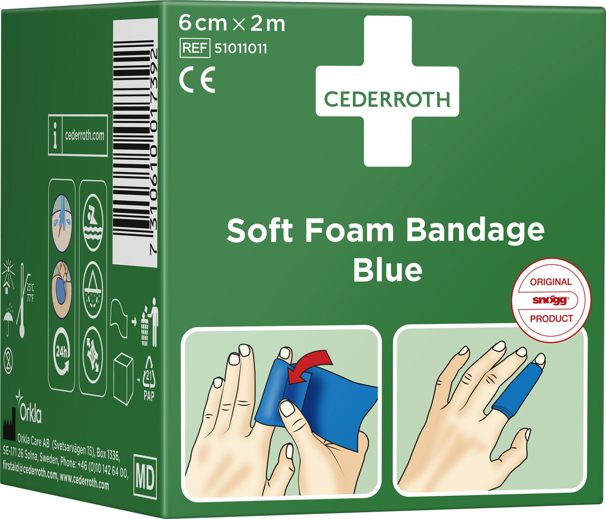 CEDERROTH Soft Foam Bandage selbsthaftend elastisch blau 6 cm x 2 m Rolle