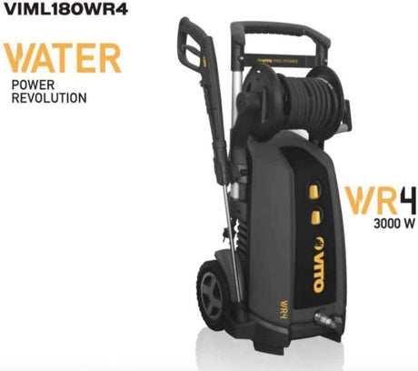 VITO Black Series Premium Hochdruckreiniger 180 bar - mit Wassertank, max. Druck 180 bar, max. Fördermenge 540 l/h, 3000W, Induktionsmotor, 8m Schlauch mit Trommel, Turbodüse - Pro Power - VIML180WR4 - Tools.de TP Profishop GmbH