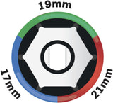 VITO Kraft-Steckschlüssel-Satz 3 Teile - Cr-Mo Stahl, Kraft-Schoneinsätze 3tlg für Alu-Felgen 17mm 19mm 21mm für Schlagschrauber, Schonnüsse, Impact Socket, 0,5 Zoll, im Werkzeugkoffer - Pro Power - VICI3MO - Tools.de TP Profishop GmbH