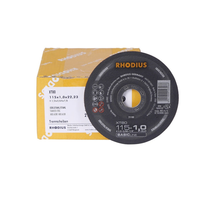 RHODIUS Trennscheibe XT80 - 115 x 1,0 x 22,23mm - 50 Stück - 211180 - 0,85€/Stück