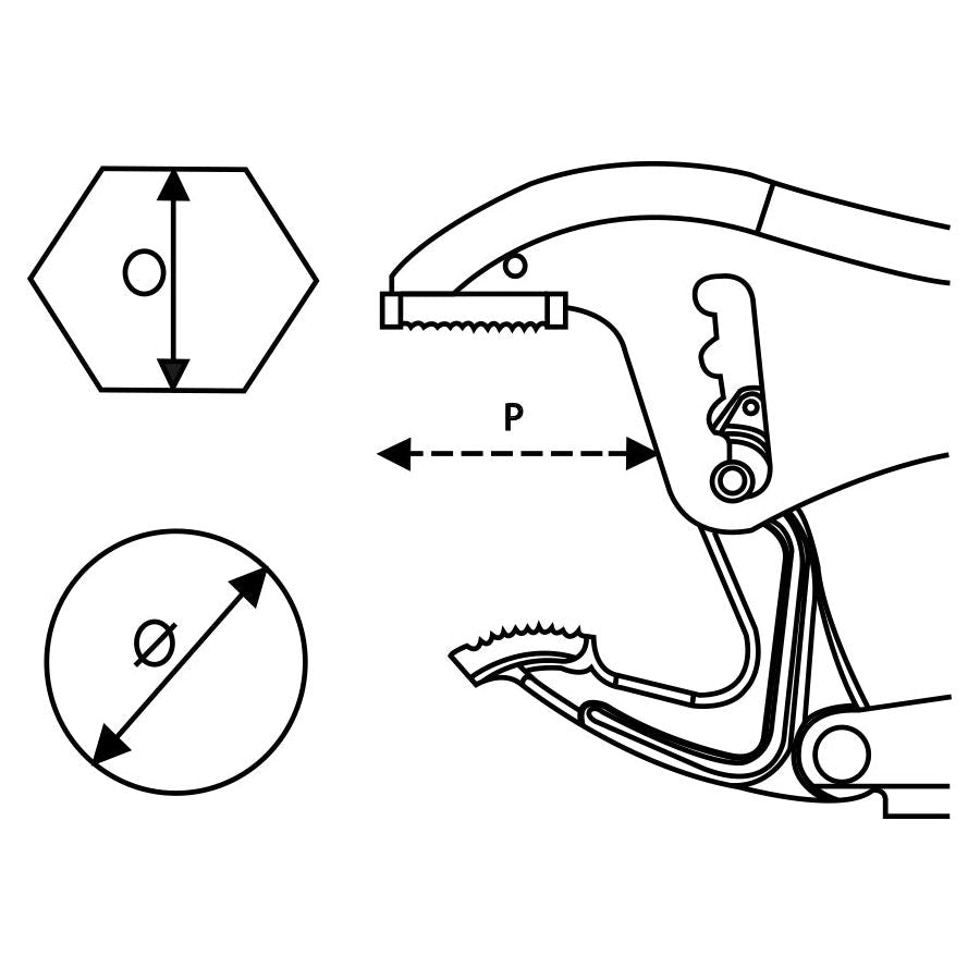 KING TONY Profi-Werkzeuge - Gripzange mit kurzen Backen - Ø 55 mm 604209