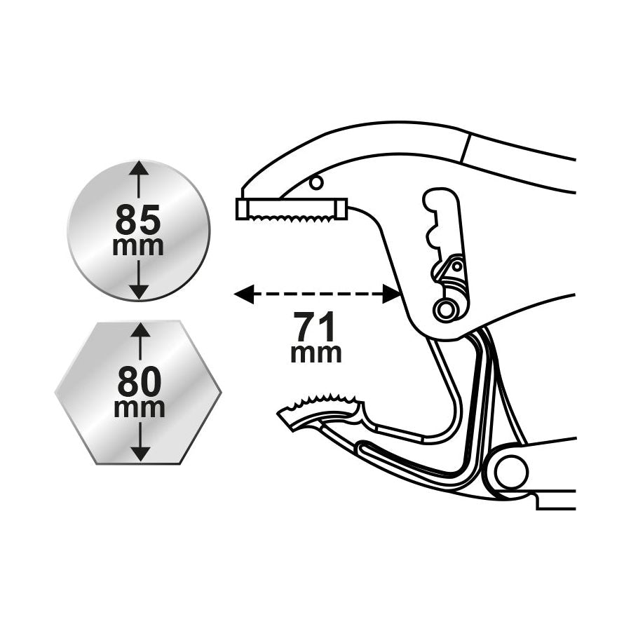 KING TONY Profi-Werkzeuge - Gripzange, lange Backen - Ø 85 mm 604310