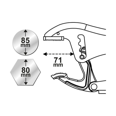 KING TONY Profi-Werkzeuge - Gripzange, lange Backen - Ø 85 mm 604310