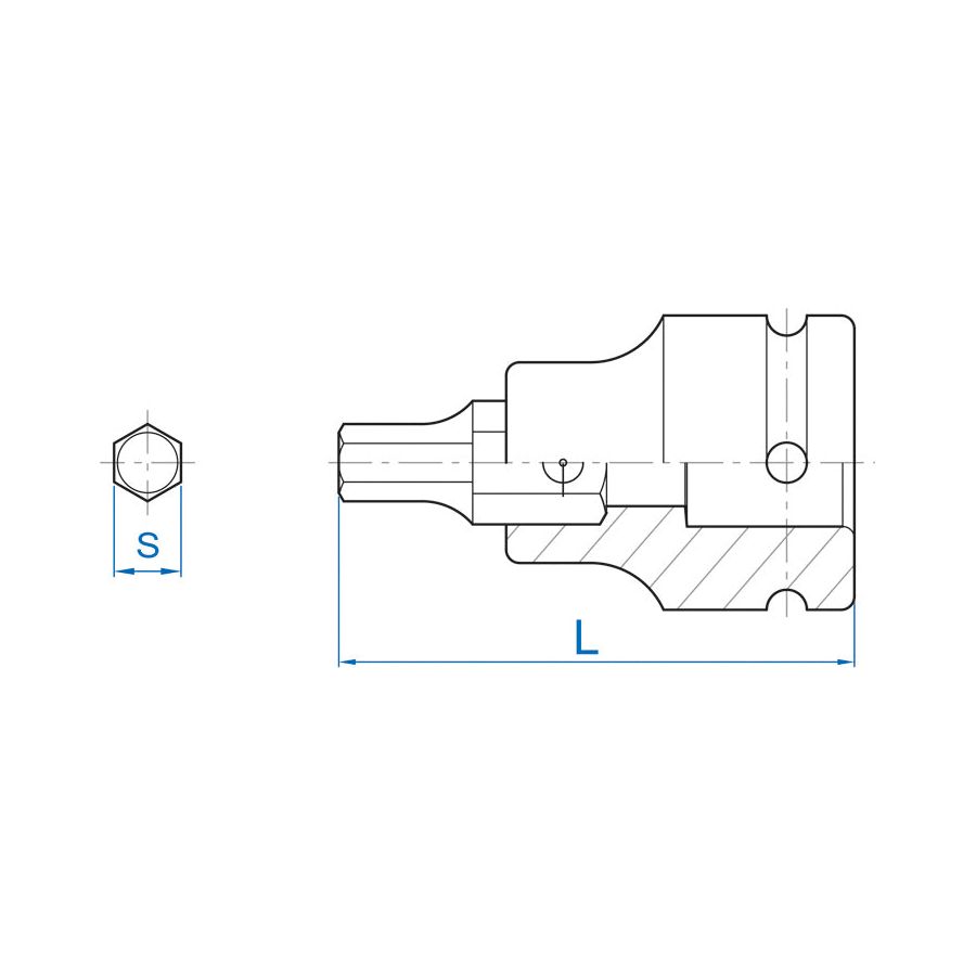 KING TONY Profi-Werkzeuge - 3/4" 6-Kant Kraft-Bitsteckschlüssel, 77 mm, metrisch - 17 mm 609616M17H