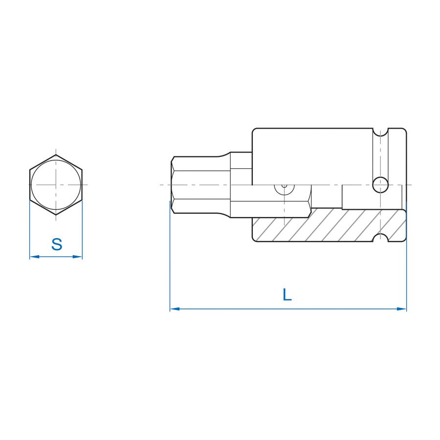 KING TONY Profi-Werkzeuge - 3/4" 6-Kant Kraft-Bitsteckschlüssel, 77 mm, metrisch - 24 mm 609622M24H