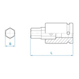 KING TONY Profi-Werkzeuge - 3/4" 6-Kant Kraft-Bitsteckschlüssel, 77 mm, metrisch - 27 mm 609622M27H
