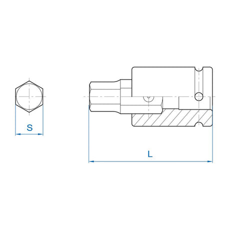 KING TONY Profi-Werkzeuge - 3/4" 6-Kant Kraft-Bitsteckschlüssel, 77 mm, metrisch - 27 mm 609622M27H