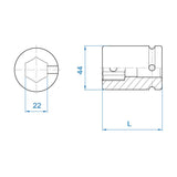 KING TONY Profi-Werkzeuge - 3/4" Kraft-Bit-Adapter 609622M
