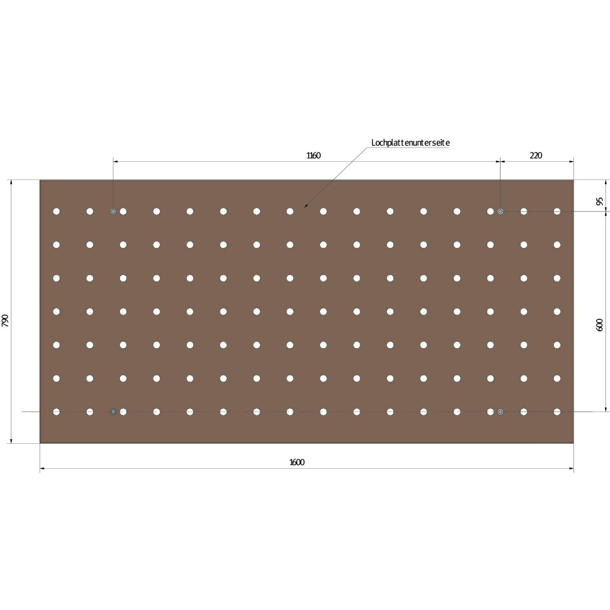 Unicraft Lochrasterarbeitsplatte Buche-Multiplex, 1600 x 790 mm - Art. 6110310
