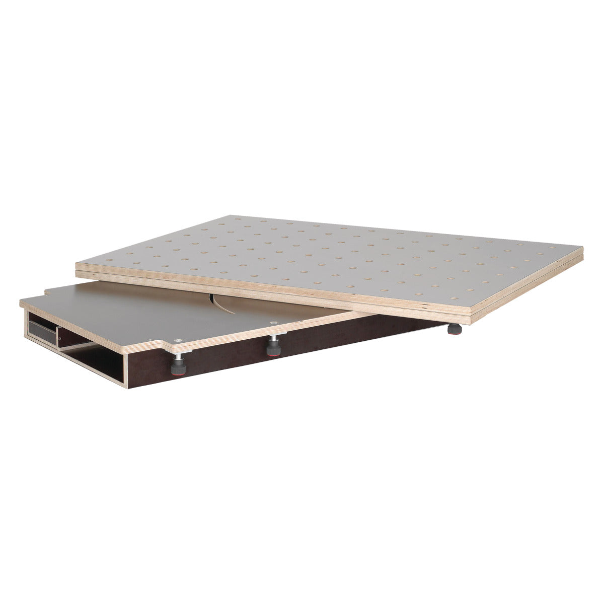 Holzkraft Tischoberteil 120x80/160x120 cm, HPL Lochrasterplatte Ø20 mm, mit Schubkasten - Art. 5194202