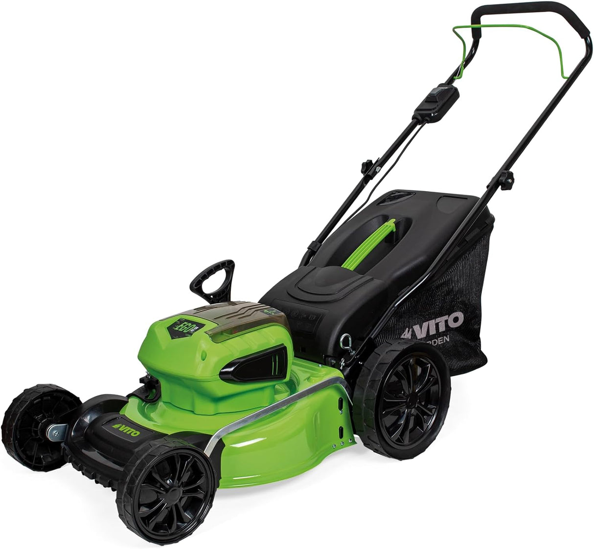 VITO Akku Rasenmäher 40V inkl. 2x 20V 4Ah Akkus und Ladegerät - bürstenloser Motor - 40L - VIBCMRSFL40SET