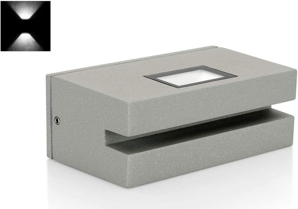 ASLO LED Design Außenleuchte 2x3W Outdoorlampe IP54 LED-Außenwandleuchte grau