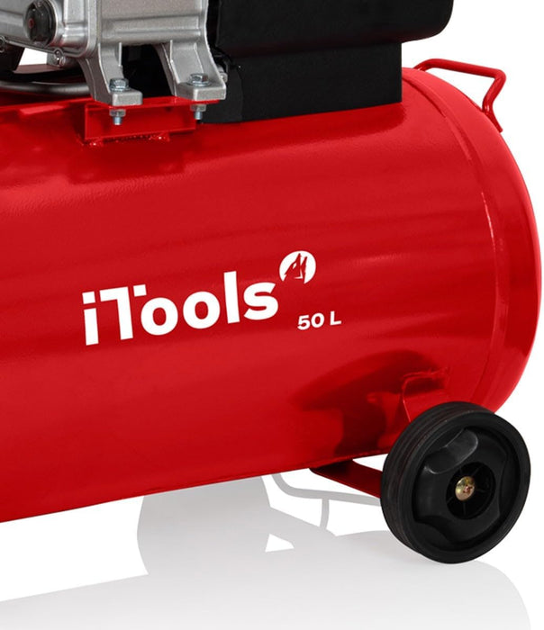 iTools Ölbetriebener Luftkompressor 50L 8 bar 115 PSI Schalldämpfer 2CV 1.5KW - ITCO50EC