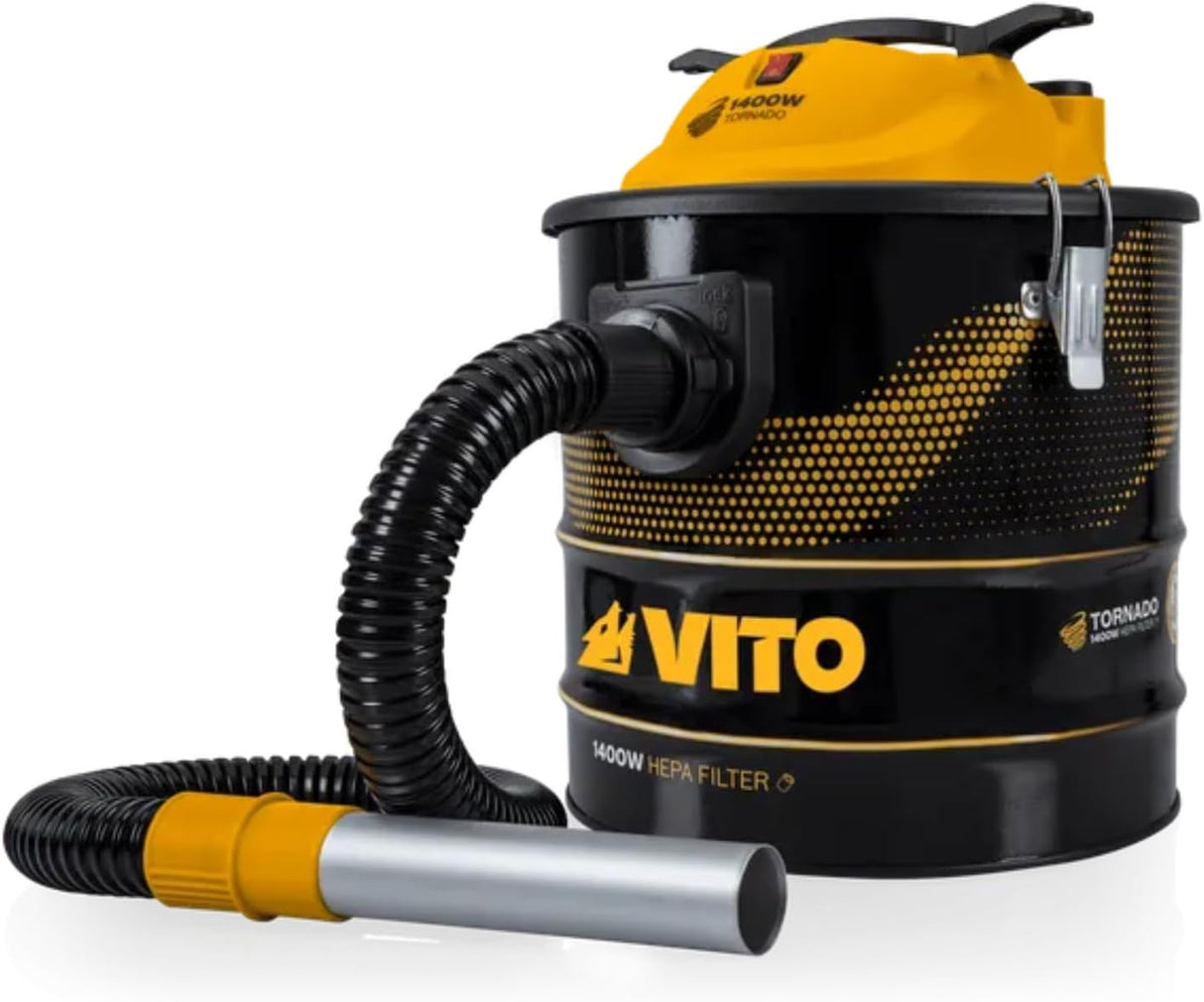 VITO Pro Power 18L Aschesauger 1400W bis 50° für Kamin, Grill, Ofen - HEPA Filter