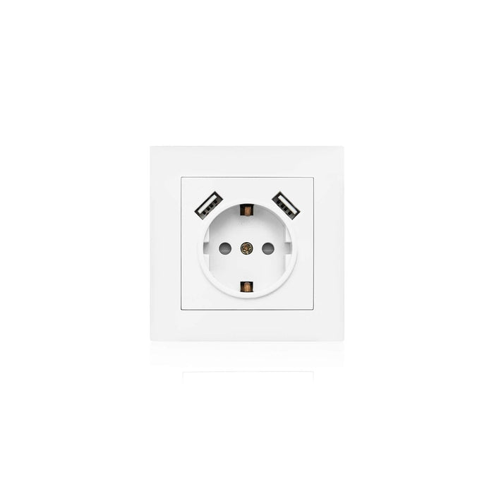 ASLO 230 V USB Schuko Steckdose mit 2 x USB Aluminium RAL 9006 - ASE202023ALC