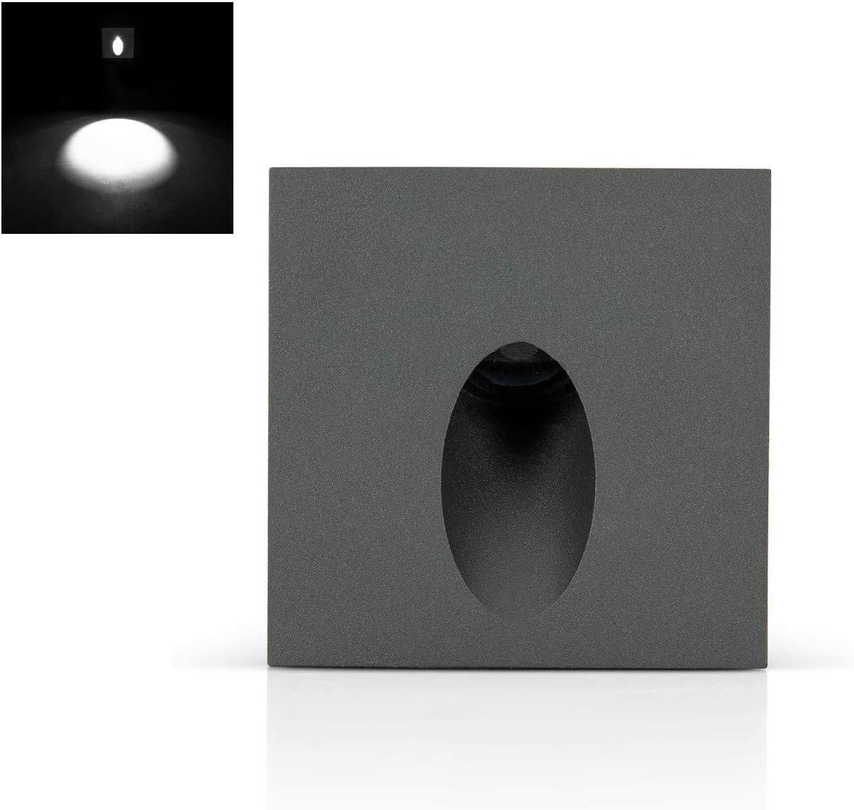 ASLO quadratische 3W Graphit-Wandeinbauleuchte IP65 LED Einbau Orientierungsleuchte für die Wand 4000K