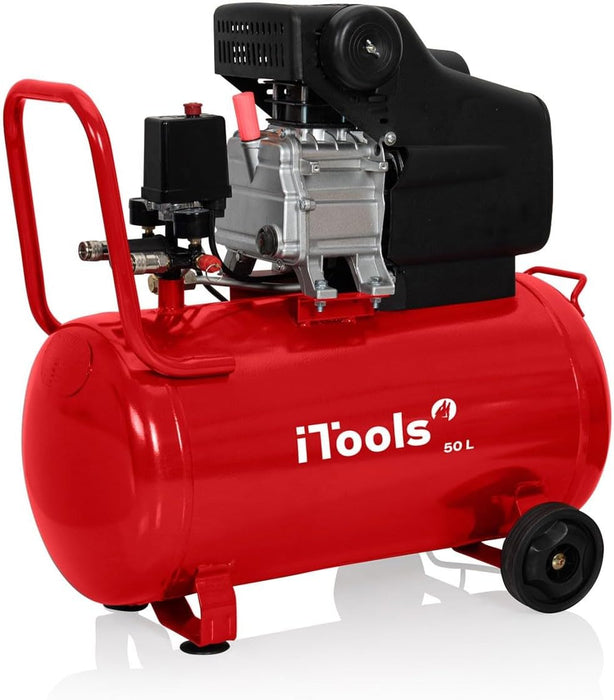 iTools Ölbetriebener Luftkompressor 50L 8 bar 115 PSI Schalldämpfer 2CV 1.5KW - ITCO50EC