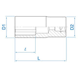 KING TONY Profi-Werkzeuge - 3/4" Steckschlüssel, metrisch, lang - 44 mm 623544M