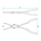 KING TONY Profi-Werkzeuge - Zange extra lang, halbrunde Backen, Doppelgelenk - 340 mm 632913