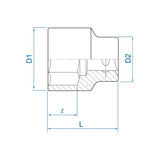 KING TONY Profi-Werkzeuge - 3/4" Steckschlüssel, Zoll - 2-1/8" 633068S
