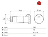 ASLO 5-polig 63A CEE-Kupplung 3P+E+N 380-415V IP67 - ASFI235