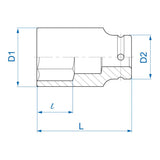 KING TONY Profi-Werkzeuge - 3/4" 12-Kant Kraft-Steckschlüssel, Zoll - 15/16" 643530S