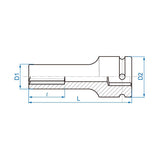 KING TONY Profi-Werkzeuge - Kraft-Steckschlüssel E22 L:110mm 647522M