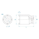 KING TONY Profi-Werkzeuge - Kraft-Steckschlüssel für Sicherungsmuttern, metrisch - 65 mm KM9 64K765M