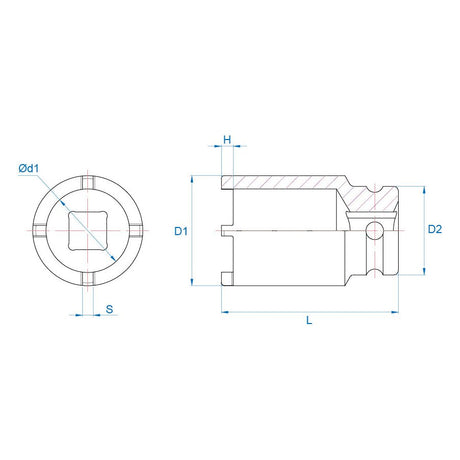 KING TONY Profi-Werkzeuge - Kraft-Steckschlüssel für Sicherungsmuttern, metrisch - 65 mm KM9 64K765M