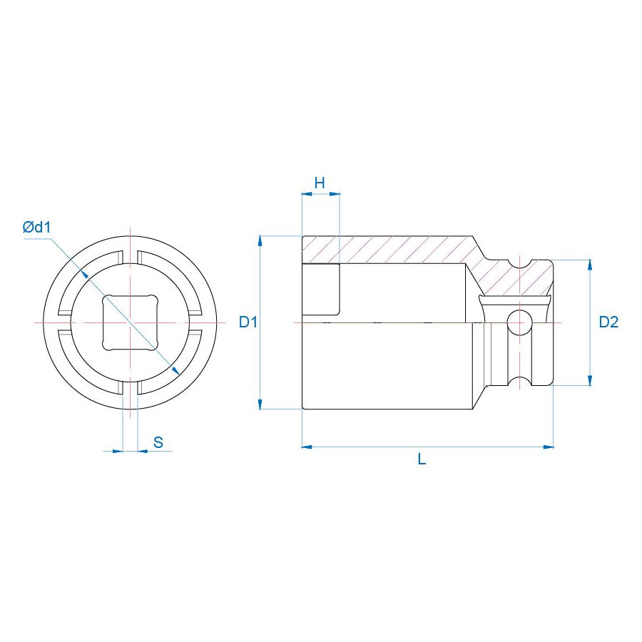 KING TONY Profi-Werkzeuge - Kraft-Steckschlüssel für Sicherungsmuttern, metrisch - 80 mm KM12 64K880M
