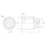KING TONY Profi-Werkzeuge - Kraft-Steckschlüssel für Sicherungsmuttern, metrisch - 75 mm KM11 64K875M