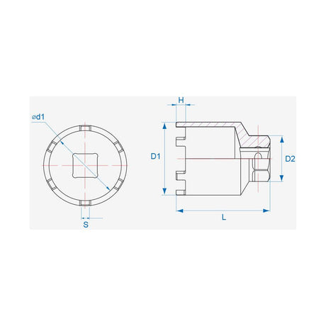 KING TONY Profi-Werkzeuge - Kraft-Steckschlüssel für Sicherungsmuttern, metrisch - 65 mm 64KA765M