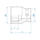 KING TONY Profi-Werkzeuge - 3/4" Kraft-Steckschlüssel, metrisch, schmal - 17 mm 651517M