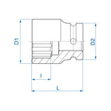 KING TONY Profi-Werkzeuge - 3/4" Kraft-Steckschlüssel, metrisch - 17 mm 653017M