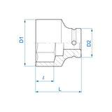 KING TONY Profi-Werkzeuge - 3/4" Kraft-Steckschlüssel, metrisch - 52 mm 653552M