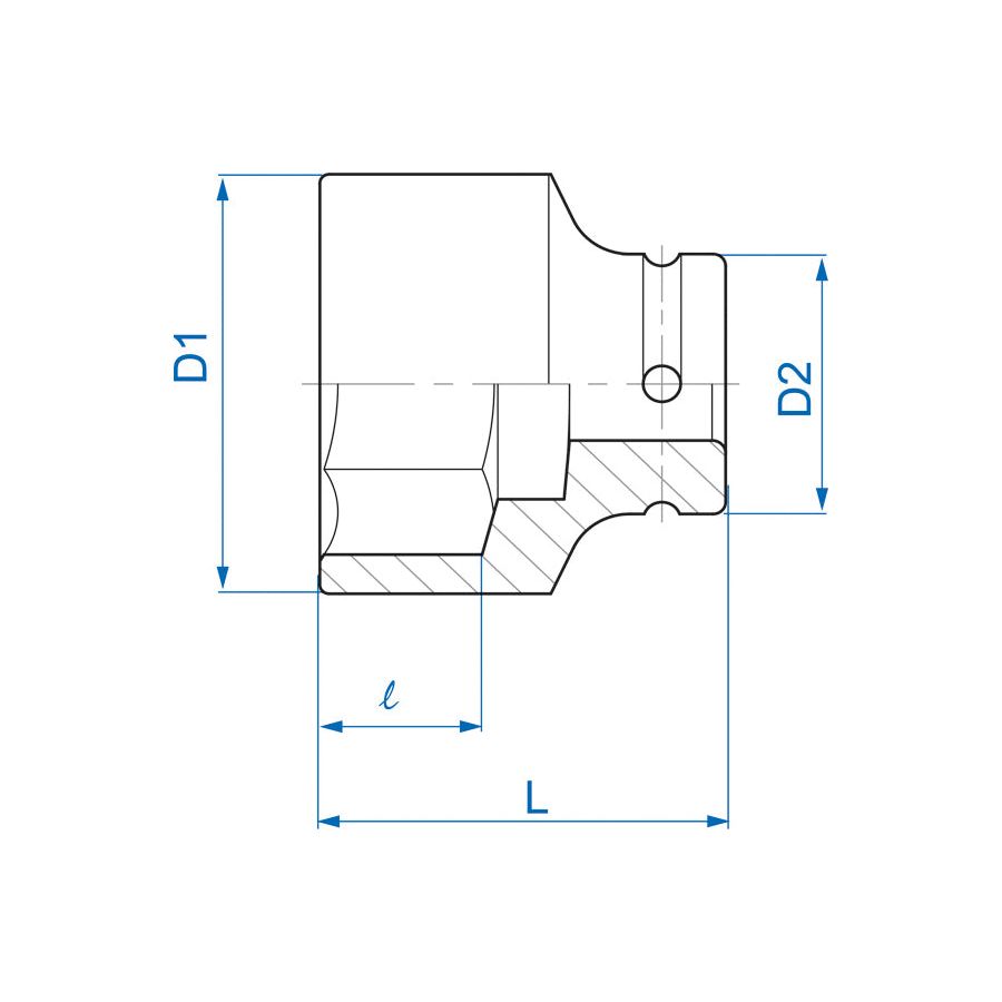 KING TONY Profi-Werkzeuge - 3/4" Kraft-Steckschlüssel, Zoll - 11/16" 653522S