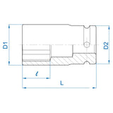 KING TONY Profi-Werkzeuge - Kraft-Steckschlüssel Metrisch 3/4" (19,05mm) Lange, dünne Wand 27 mm 683527M