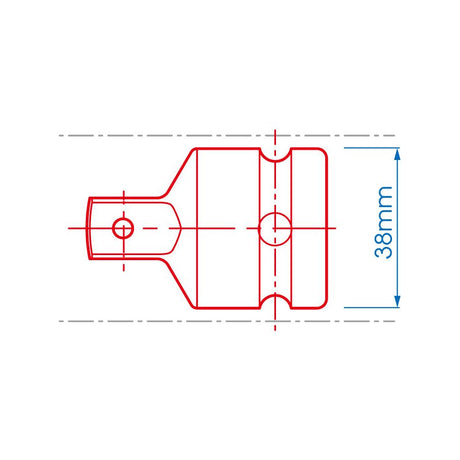 KING TONY Profi-Werkzeuge - Kraft-Reduzieradapter, Sicherheitskugel, 3/4"F nach 1/2"M, Blister BLI6874P