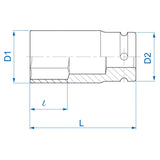 KING TONY Profi-Werkzeuge - 3/4" Kraft-Steckschlüssel, Zoll, lang, dünne Wand - 15/16" 693530S