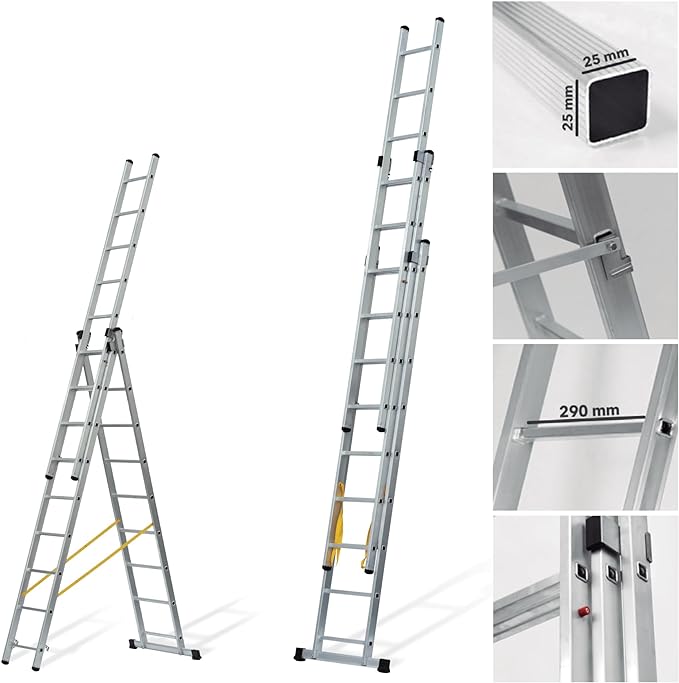 VITO Kombileiter aus Aluminium 3x10 - 3-teilig - Höhe 6,30 m